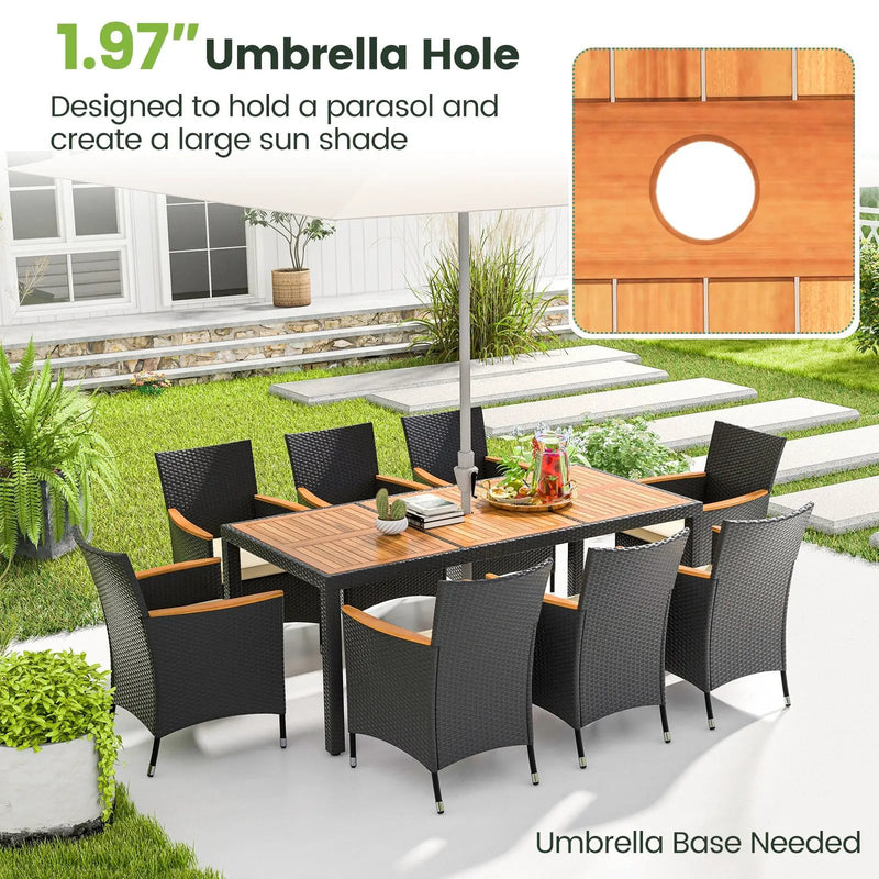 9 Pieces Outdoor Dining Set with Acacia Wood Tabletop by DirectDeals