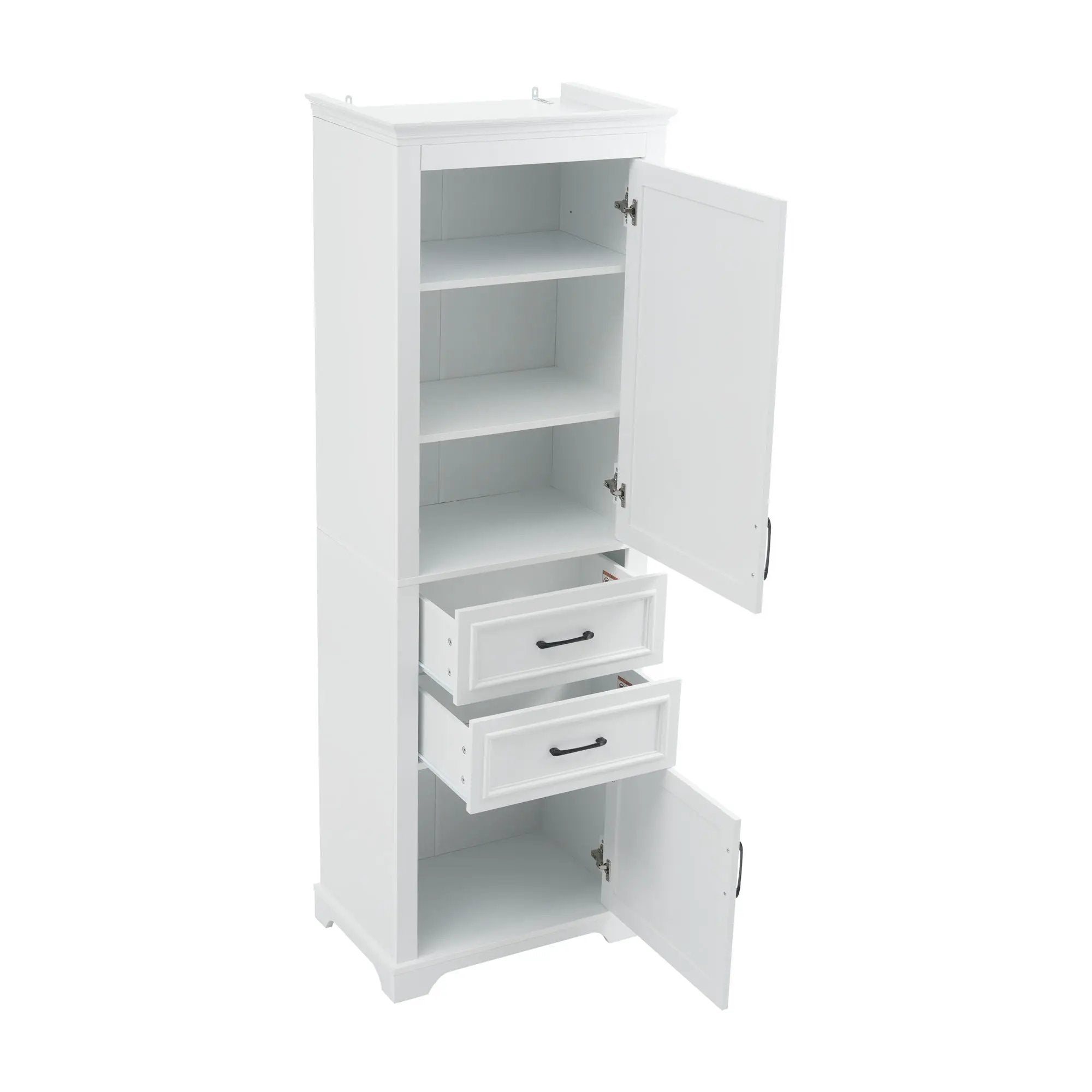 Freestanding Bathroom Vanity Tall With Damping Hinge Doors, Adjustable Shelves - White by HouseOfZazla