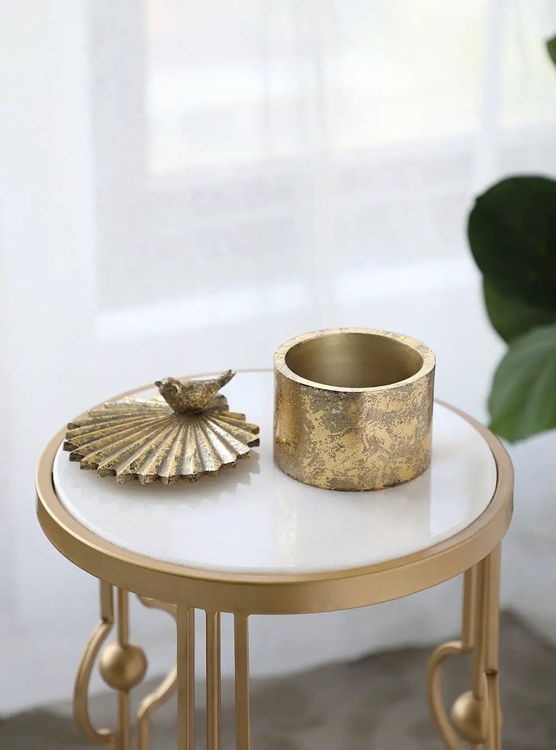 5.1x4.9x3.9' Circular Trinket Box With Bird by HouseOfZazla