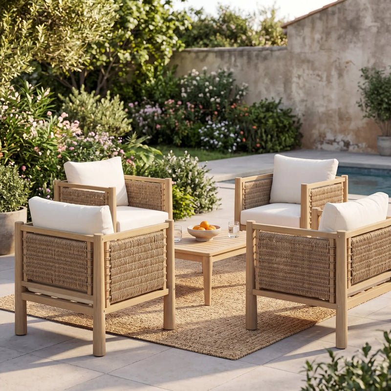 Set of 4 Outdoor Acacia Wood Patio Chairs by HouseOfZazla