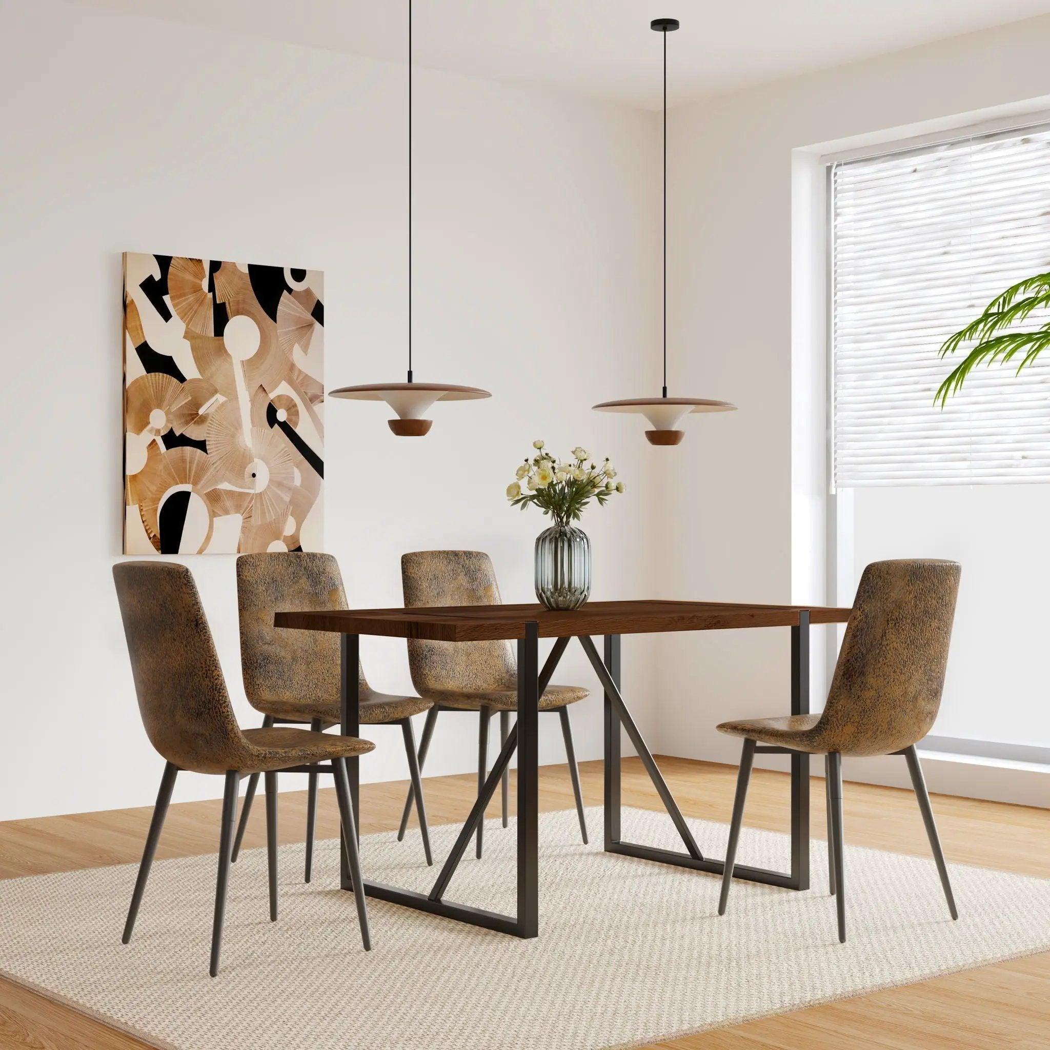 Modern Dining Table With Metal Legs For 4 - 6 Person by HouseOfZazla