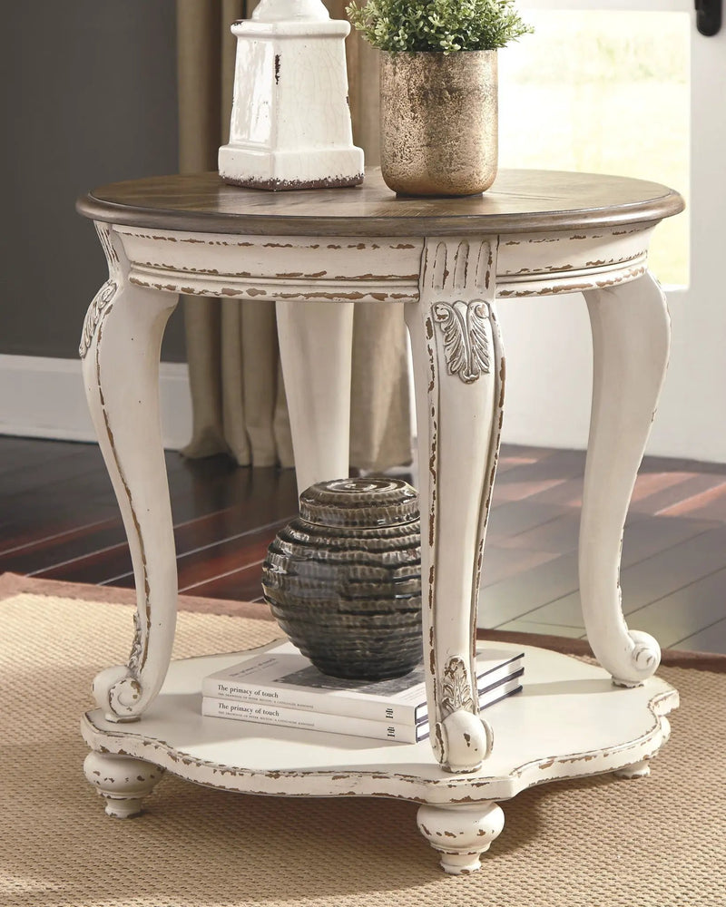Realyn - Round End Table - White / Brown by Unique Piece Furniture
