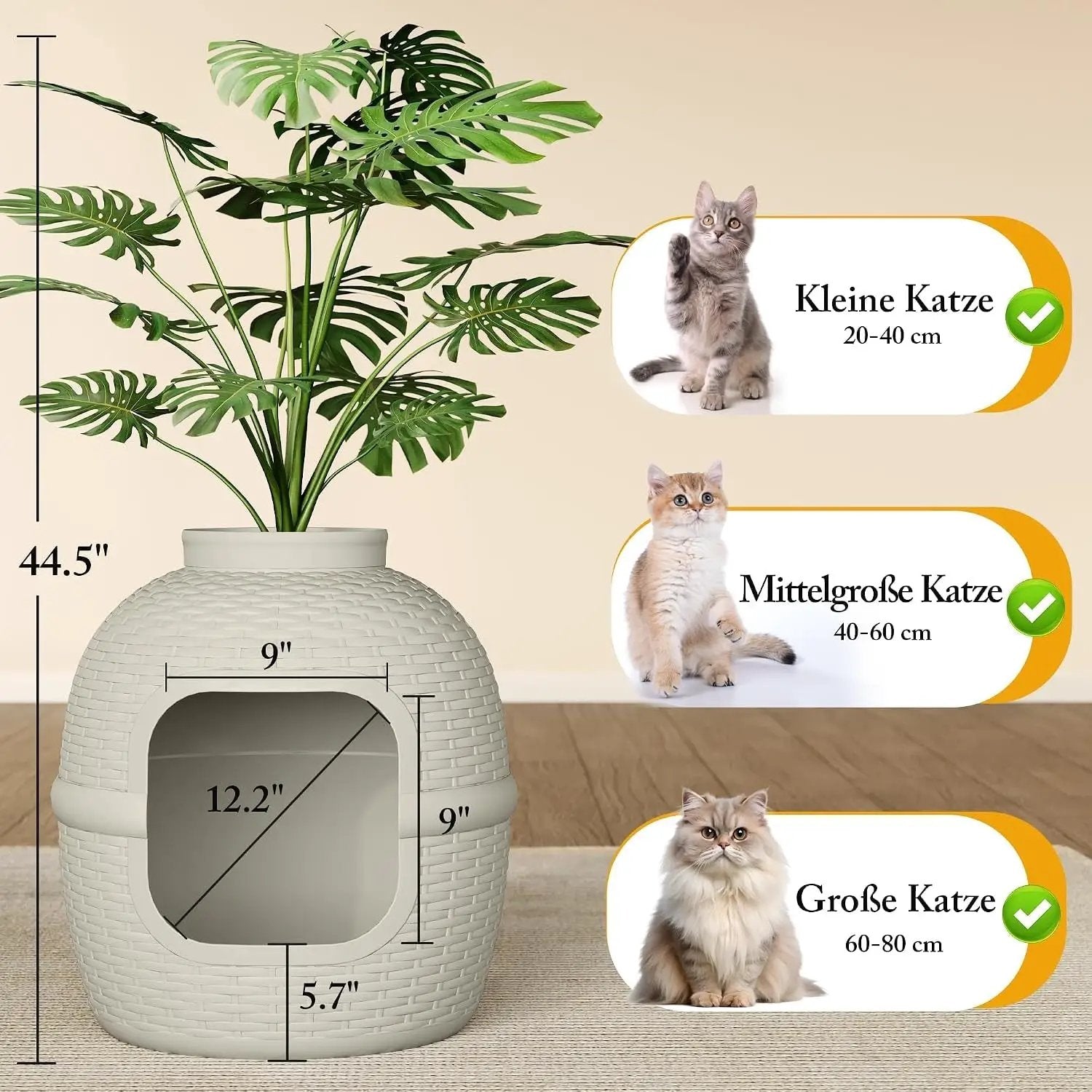 Stylish Cat Litter Box Enclosure with Faux Plant by HouseOfZazla