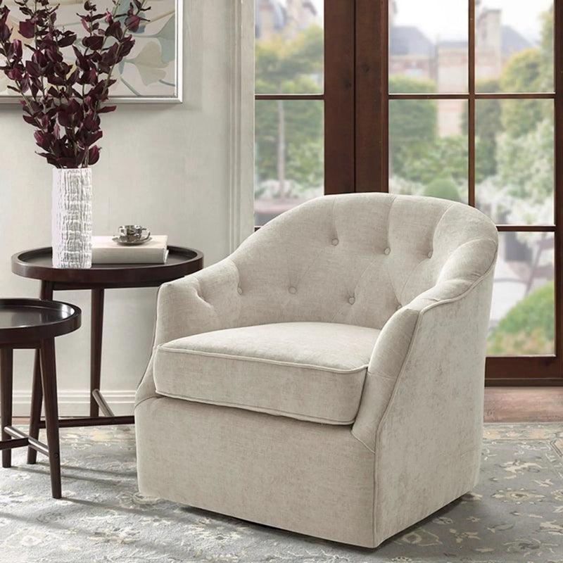 Calvin - Swivel Chair With 360 Degree Rotation - Beige by HouseOfZazla