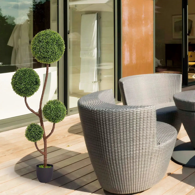 Artificial Boxwood Topiary Tree Triple Ball Shaped Faux Plant 150 Cm - Green by Unique Piece Furniture