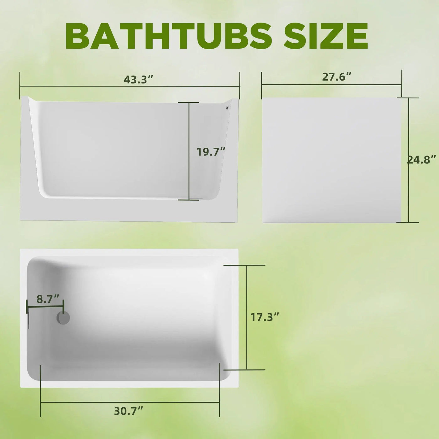 Freestanding Bathtub With Drain, Rectangular Shape by HouseOfZazla
