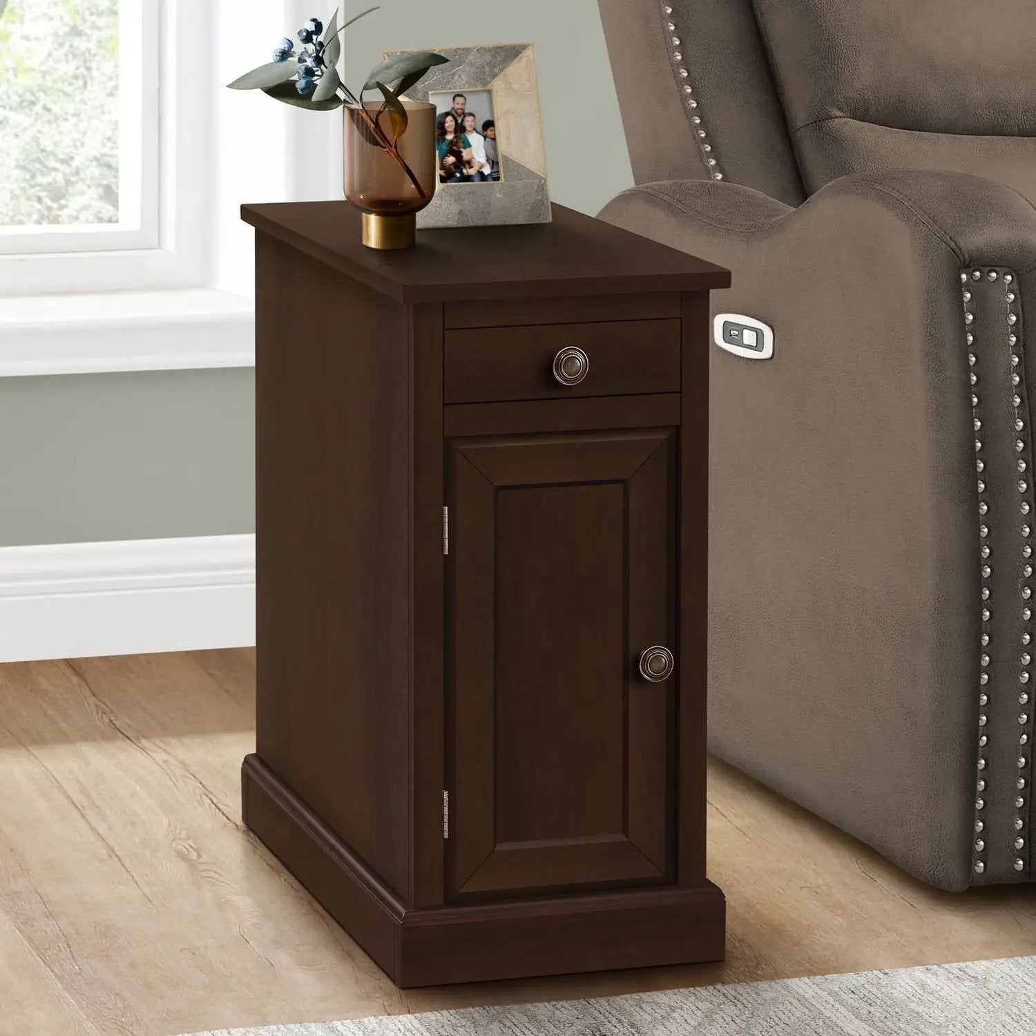 Accent End Table, Storage Drawer, Versatile Design - Espresso by Unique Piece Furniture