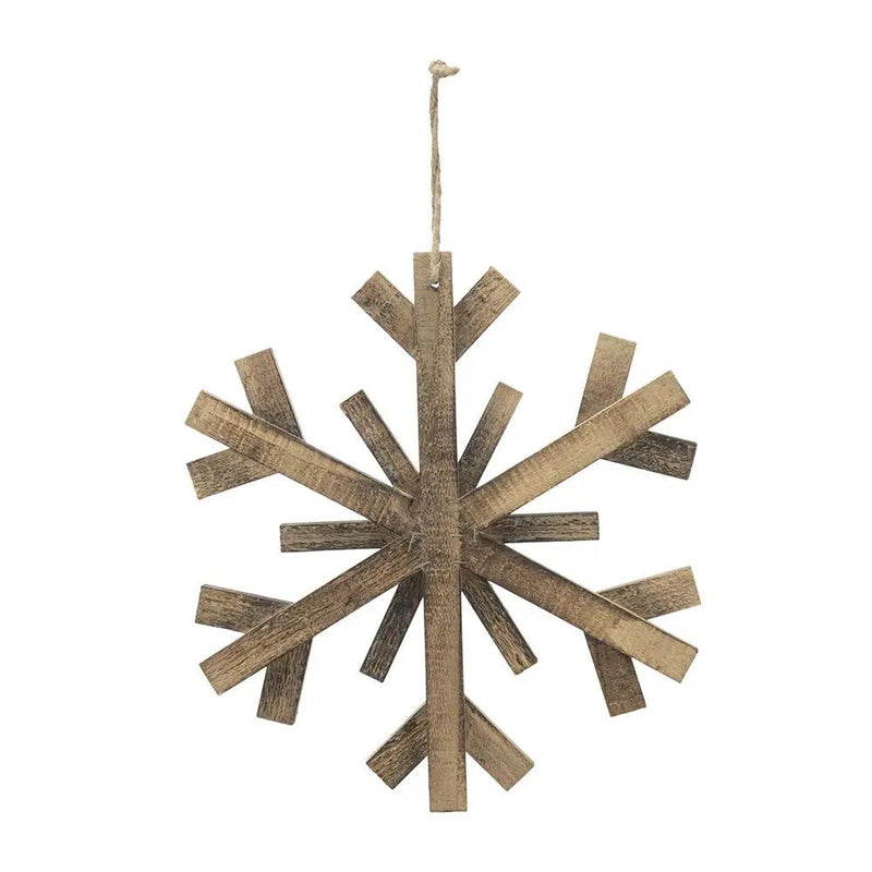 17.7" x 17.7" Large Fir Wood Snowflake Ornaments - Set of 2 by HouseOfZazla
