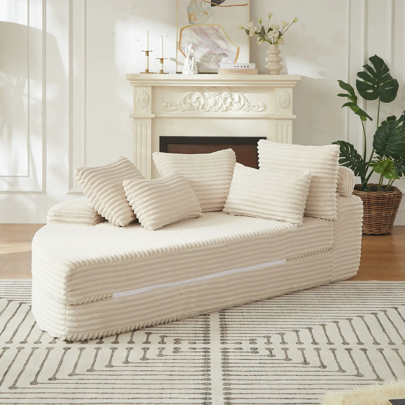 Semi Circular 2 In 1 Sofa Bed With Neck Pillow And Throw Pillows by HouseOfZazla