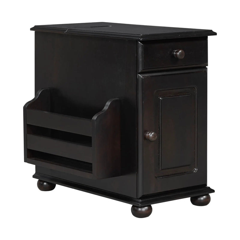 Vintage Flip Top Side Table With USB Ports by HouseOfZazla