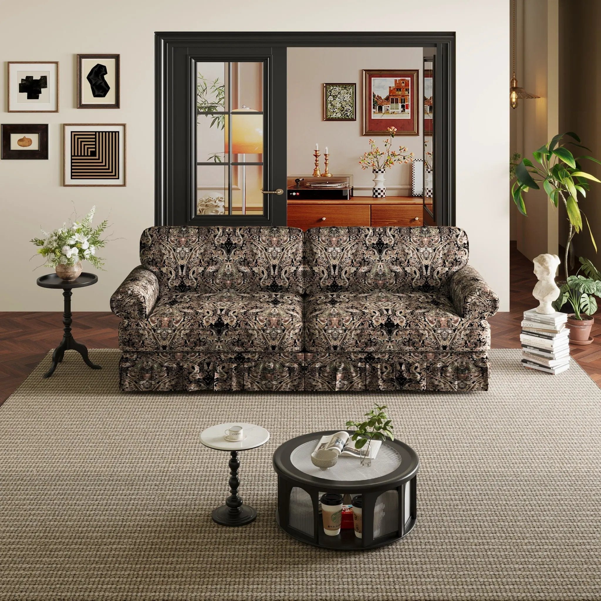Luxuriously Comfortable Cloud Couch Sofa With Elegant Rolled Arms & Pleated Skirt Design by HouseOfZazla