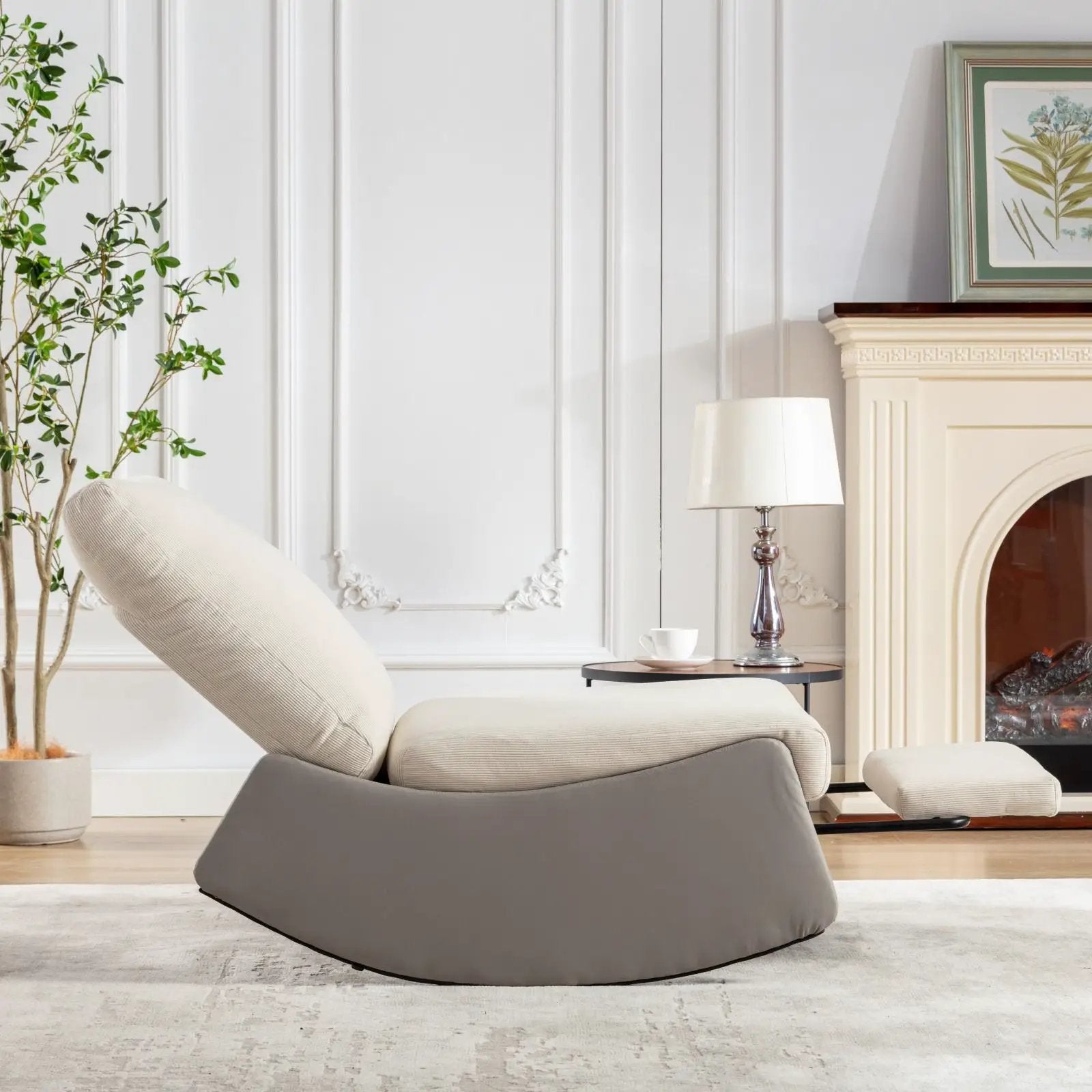 Modern Rocking Chair Recliner, Comfy Rocker Nursery Chair With Footrest, Accent Reading Chair, Upholstered Lounge Chair For Relaxing, Resting, Soft Padded Rocker For Indoor Living Room Bedroom by HouseOfZazla