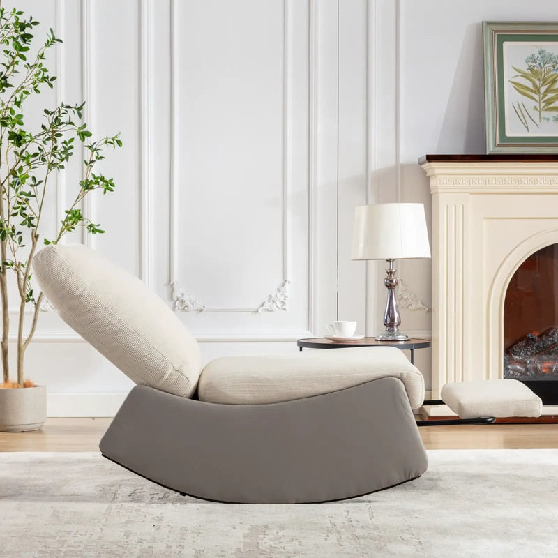 Modern Rocking Chair Recliner, Comfy Rocker Nursery Chair With Footrest, Accent Reading Chair, Upholstered Lounge Chair For Relaxing, Resting, Soft Padded Rocker For Indoor Living Room Bedroom by HouseOfZazla
