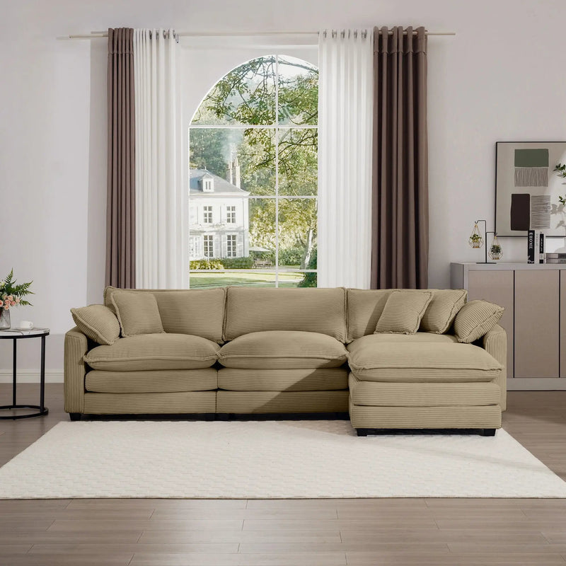 Modern Oversized Modular Cushion Sofa With Ottoman, Low Back, Deep Seating Sofa Set by Unique Piece Furniture