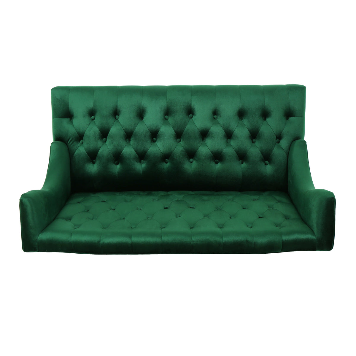 Modern Glam Velvet Loveseat with Button-Tufted Detail - Emerald, photo 8 of 10
