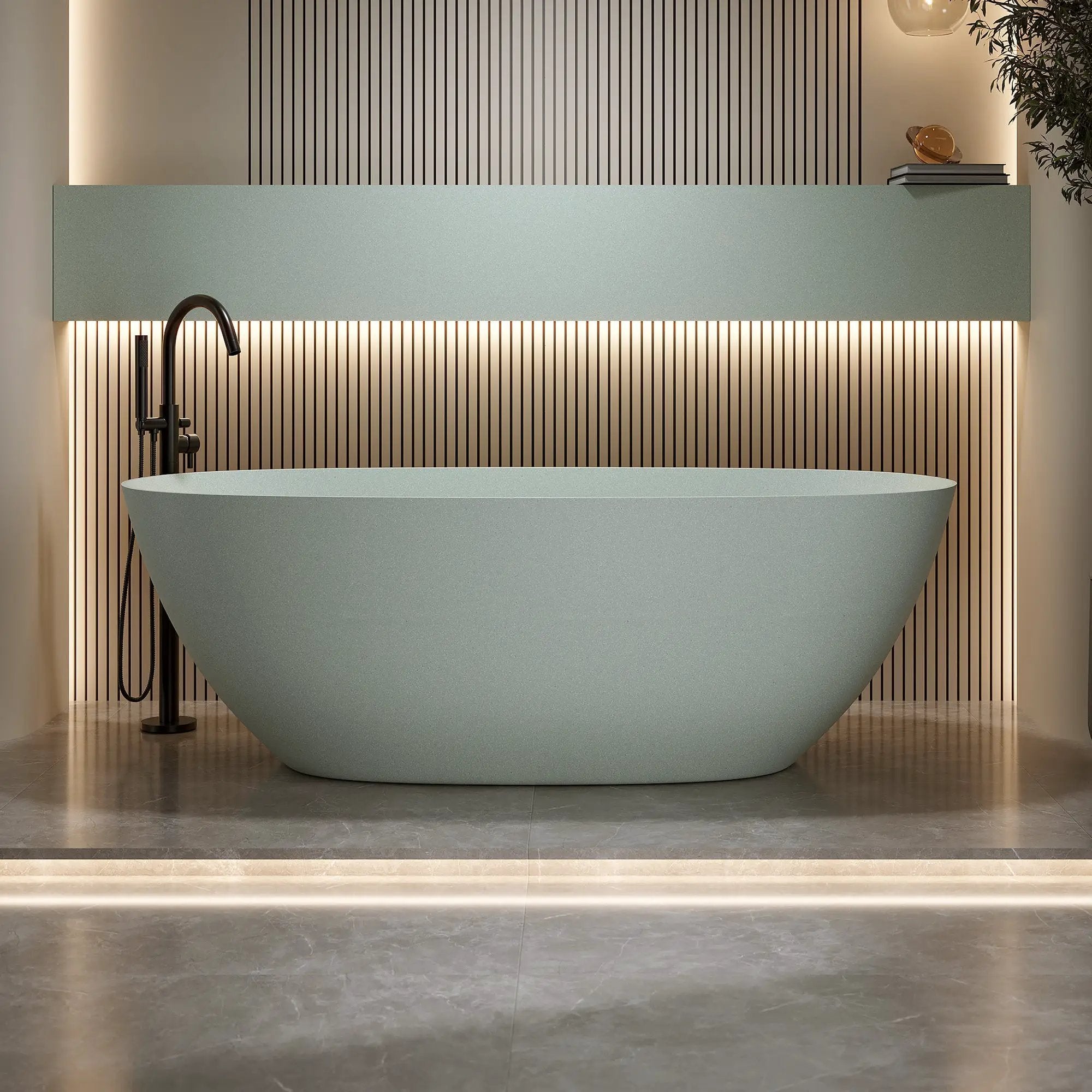 69'' Freestanding Bathtub Resin Stone Soaking Bathtub by HouseOfZazla