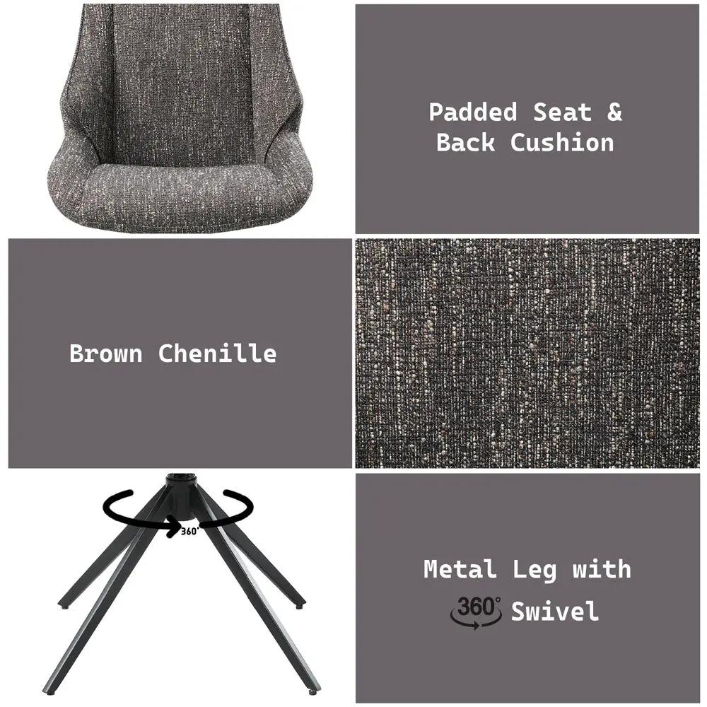 Malika - Side Chair With Swivel (Set of 2) - Brown Chenille by Unique Piece Furniture