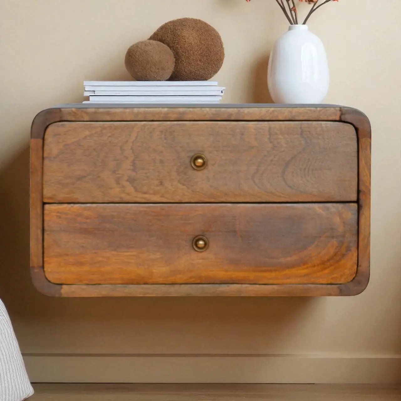Floating Curved Chestnut Bedside by HouseOfZazla