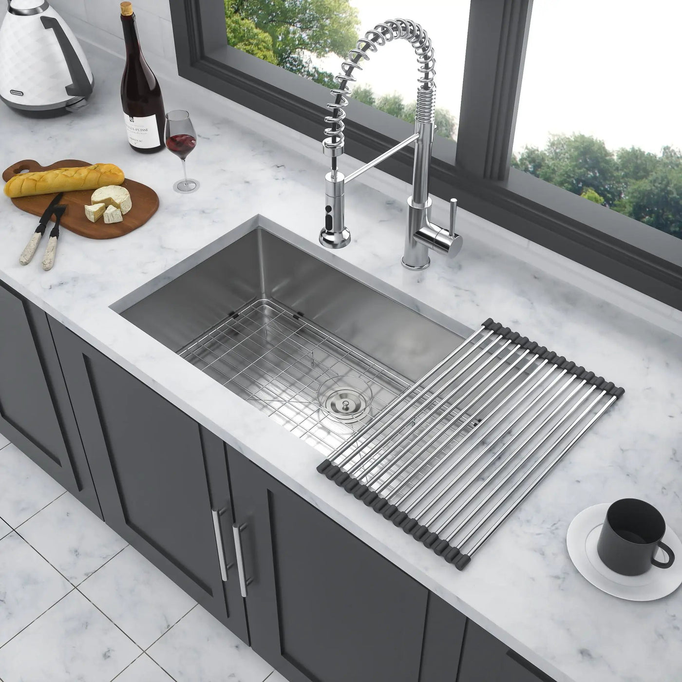 Undermount Steel Kitchen Sink, Deep Single Bowl Basin by HouseOfZazla