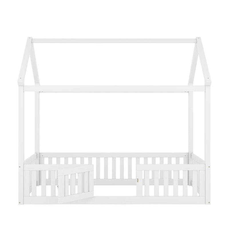 Wood House Bed With Fence And Door by HouseOfZazla