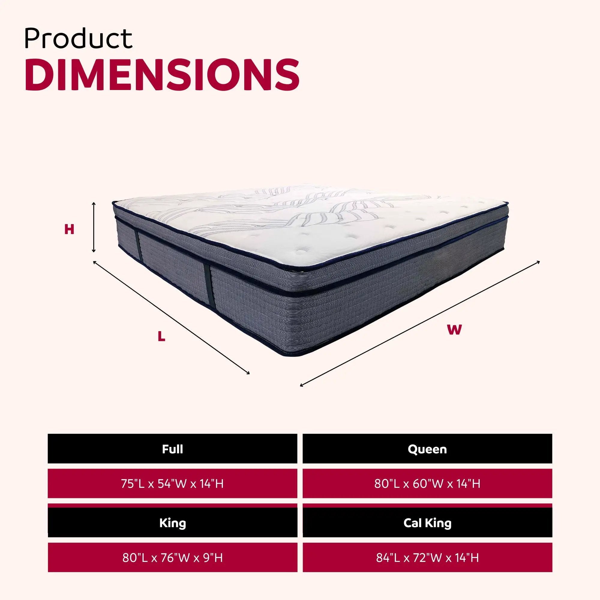 Hybrid Plush Foam Mattress, Soft Polyester Knit Cover, Multi Layer Foam Mattress - White / Gray - King by Unique Piece Furniture