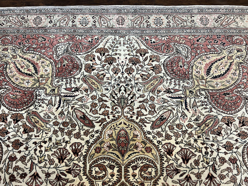 Turkish Sivas Rug 9x12, Handmade Vintage Wool Carpet, Cream Ivory by Jewel Rugs
