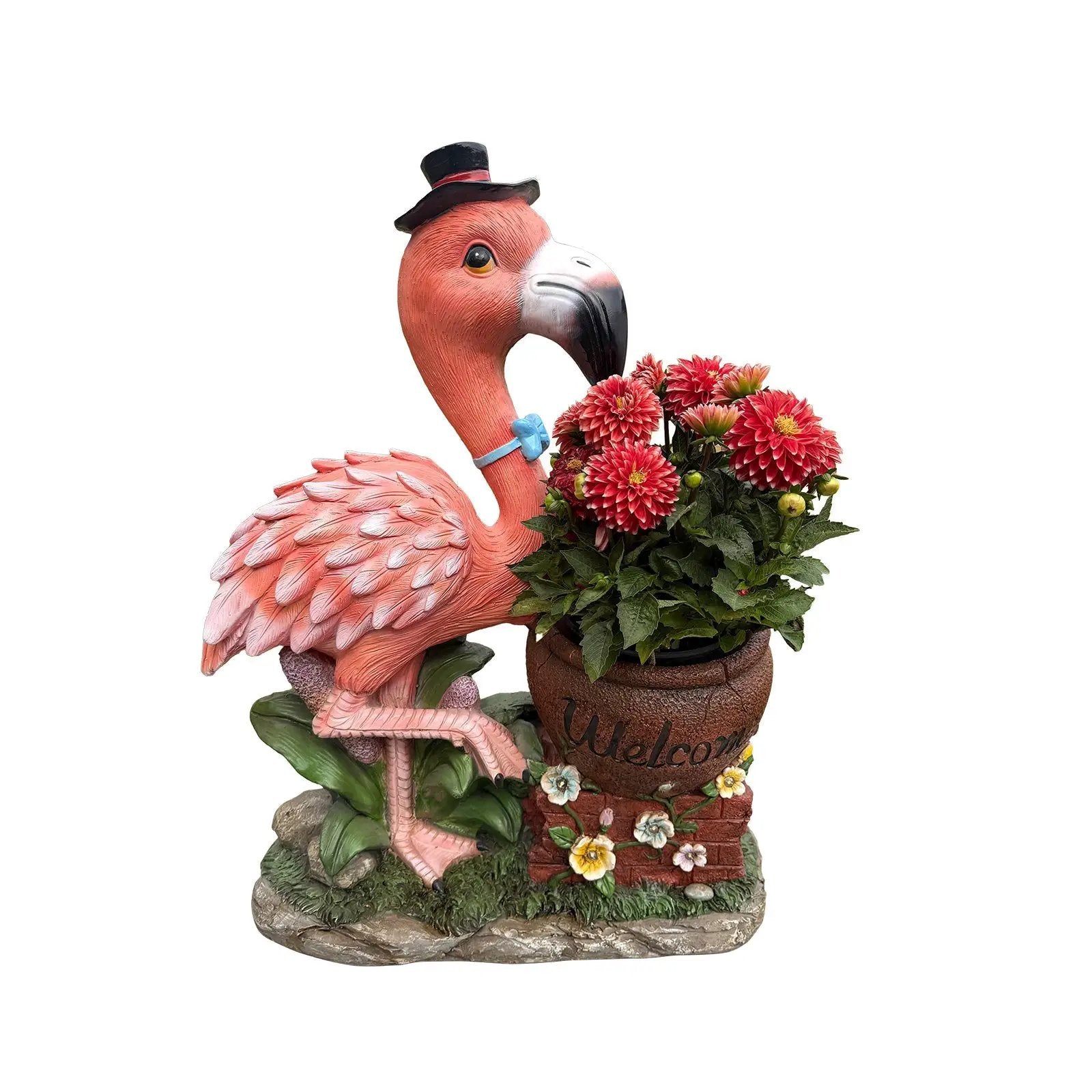 Outdoor Garden Sculpture Flamingo Flower Pot Planter by HouseOfZazla