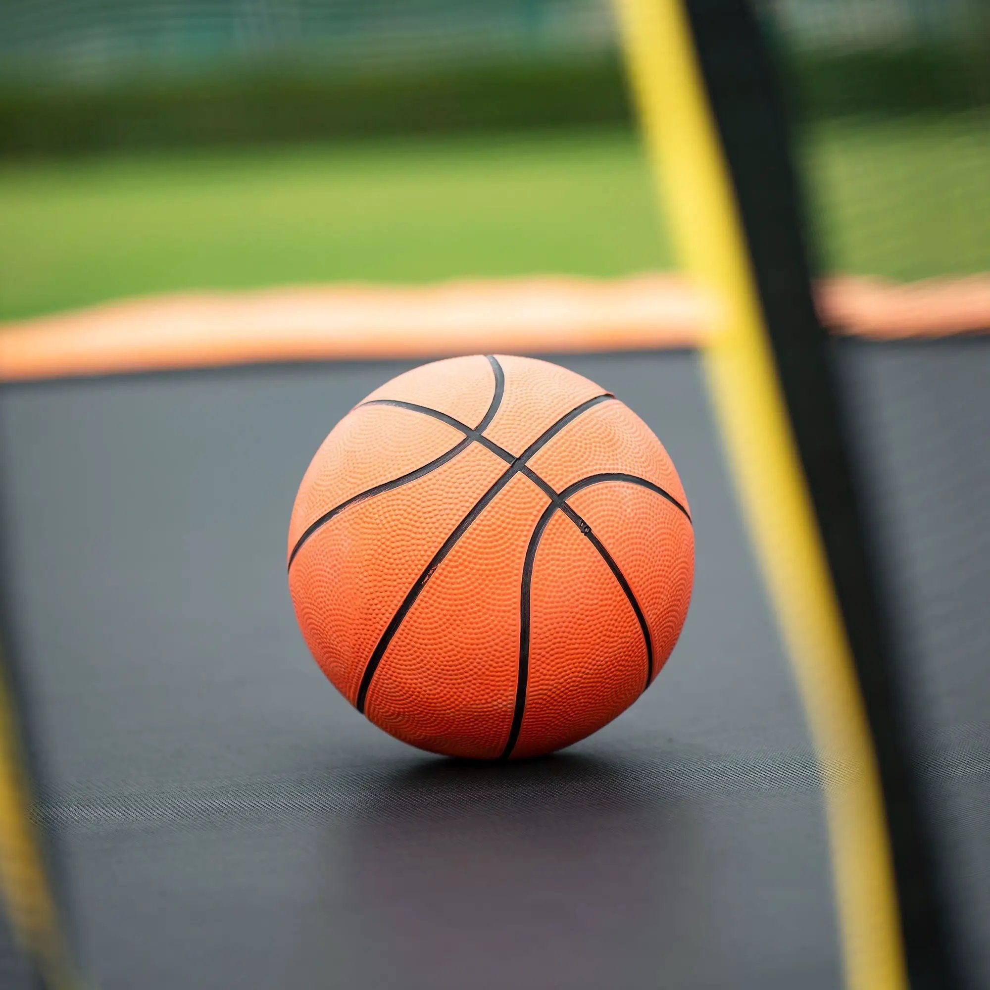 14Ft Powder Coated Advanced Trampoline With Basketball Hoop Inflator And Ladder (Outer Safety Enclosure) - Orange by HouseOfZazla