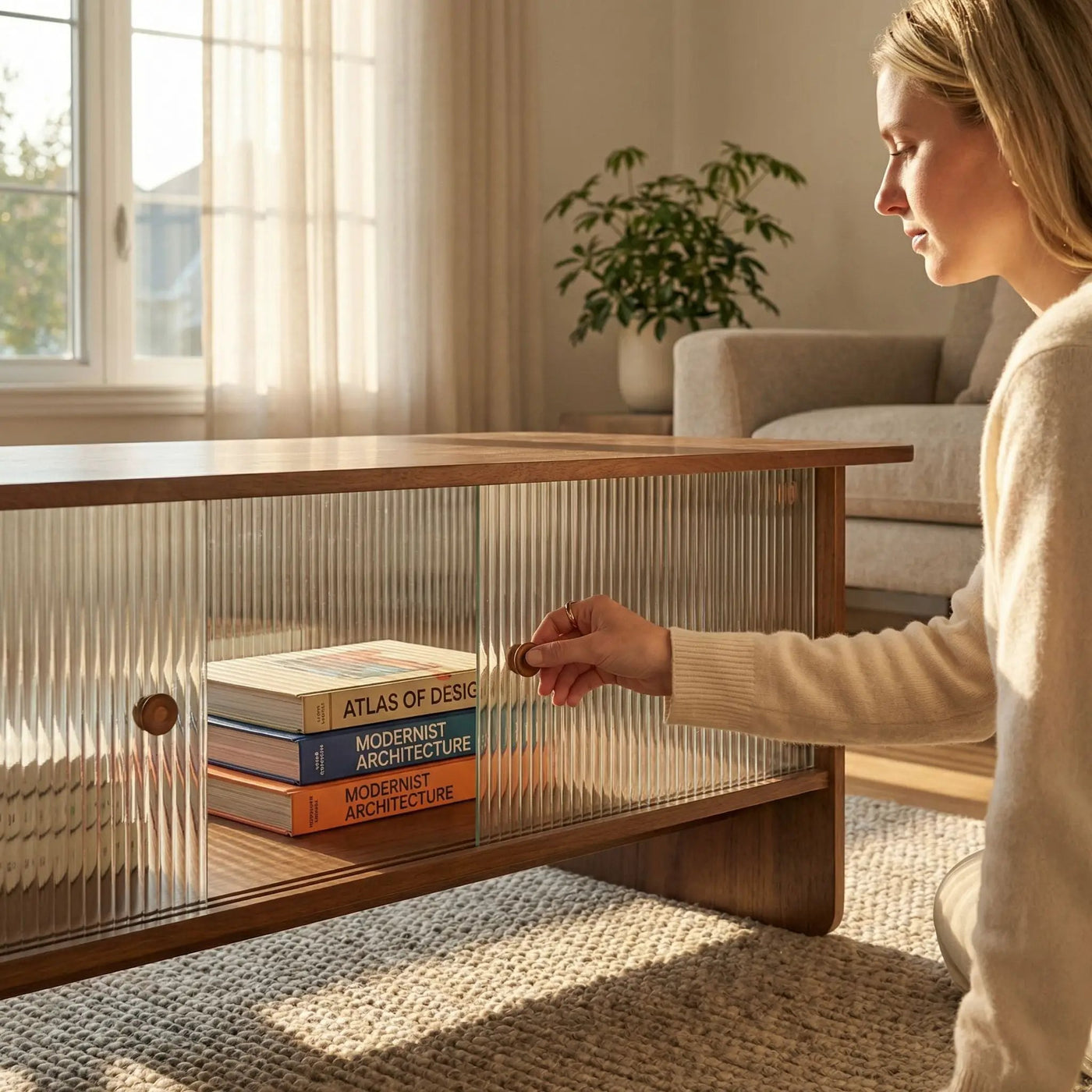 Rectangular Coffee Table With Sliding Door Storage Center by HouseOfZazla