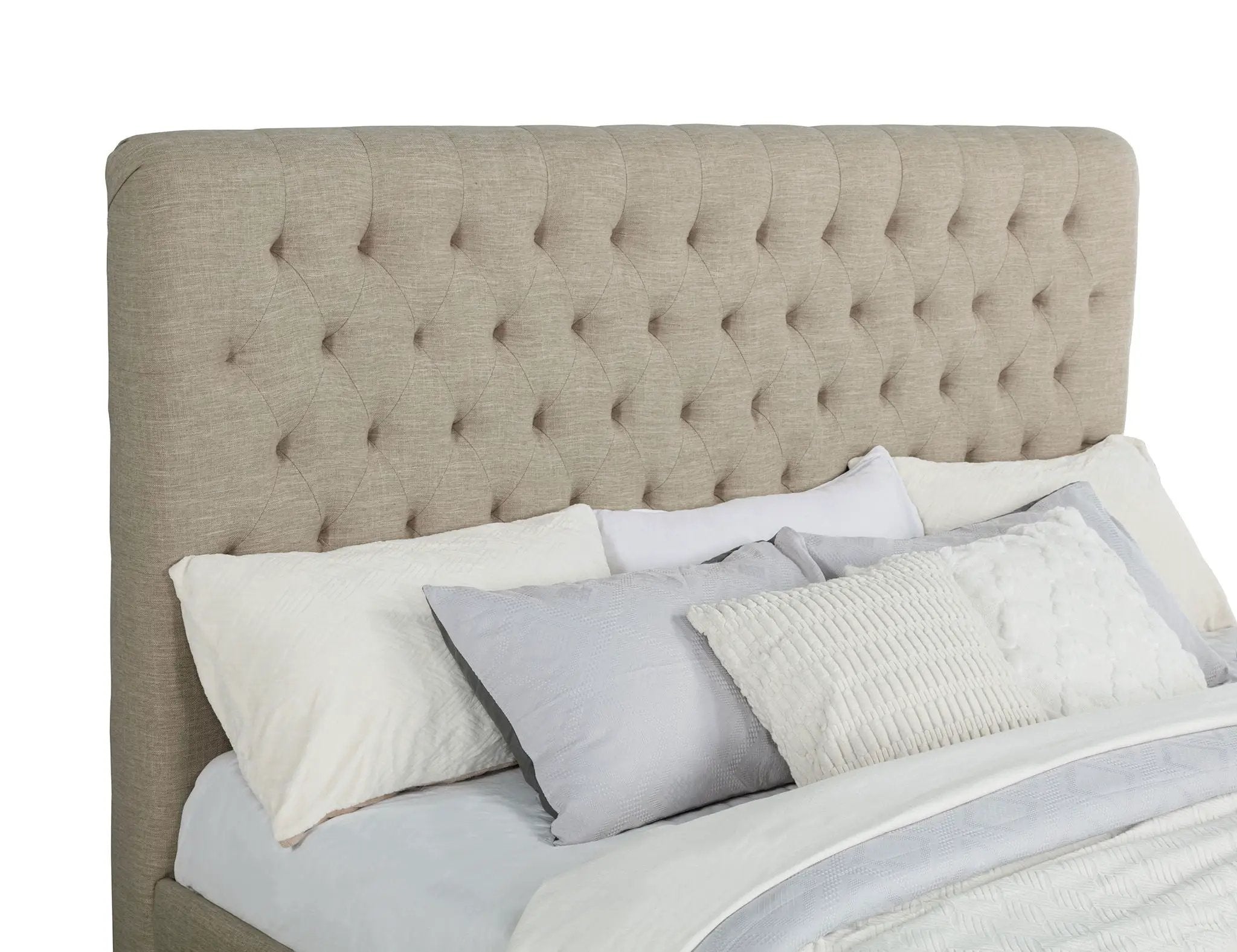 Chloe Upholstered Eastern King Panel Bed Oatmeal by Unique Piece Furniture