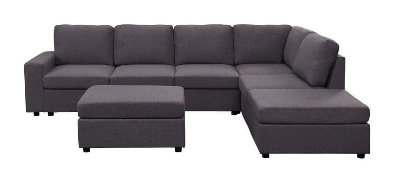 Cassia - 7 Seat Reversible Modular Sectional Sofa With Ottoman by Unique Piece Furniture