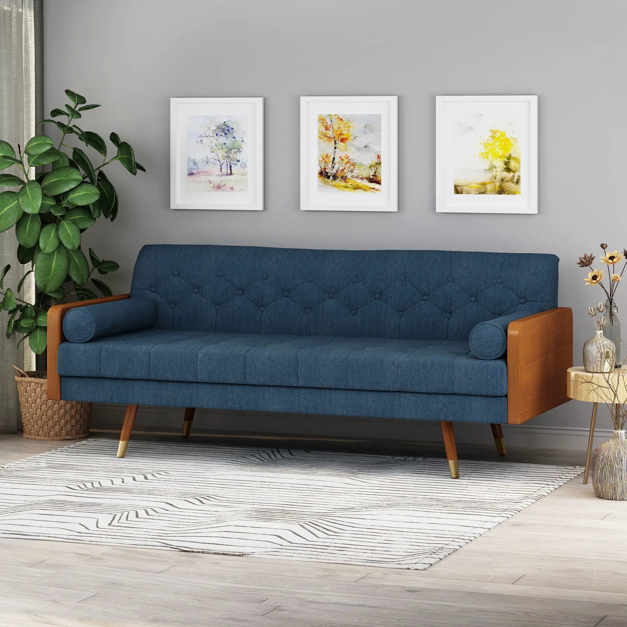 Aidan Mid Century Modern Tufted Fabric Sofa by HouseOfZazla