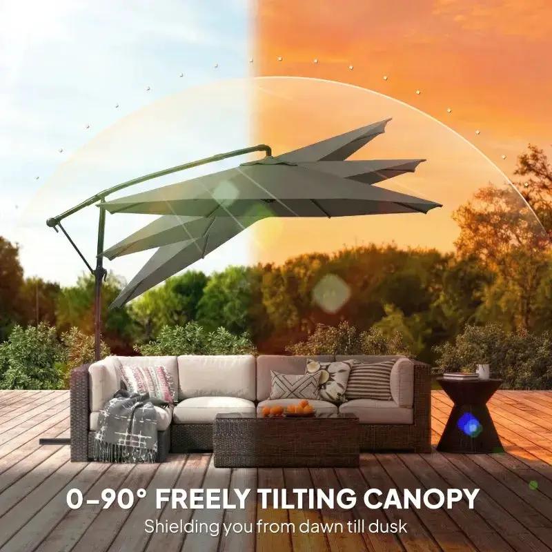 Large Garden Umbrella, Outdoor Hanging Cantilever Umbrella by HouseOfZazla