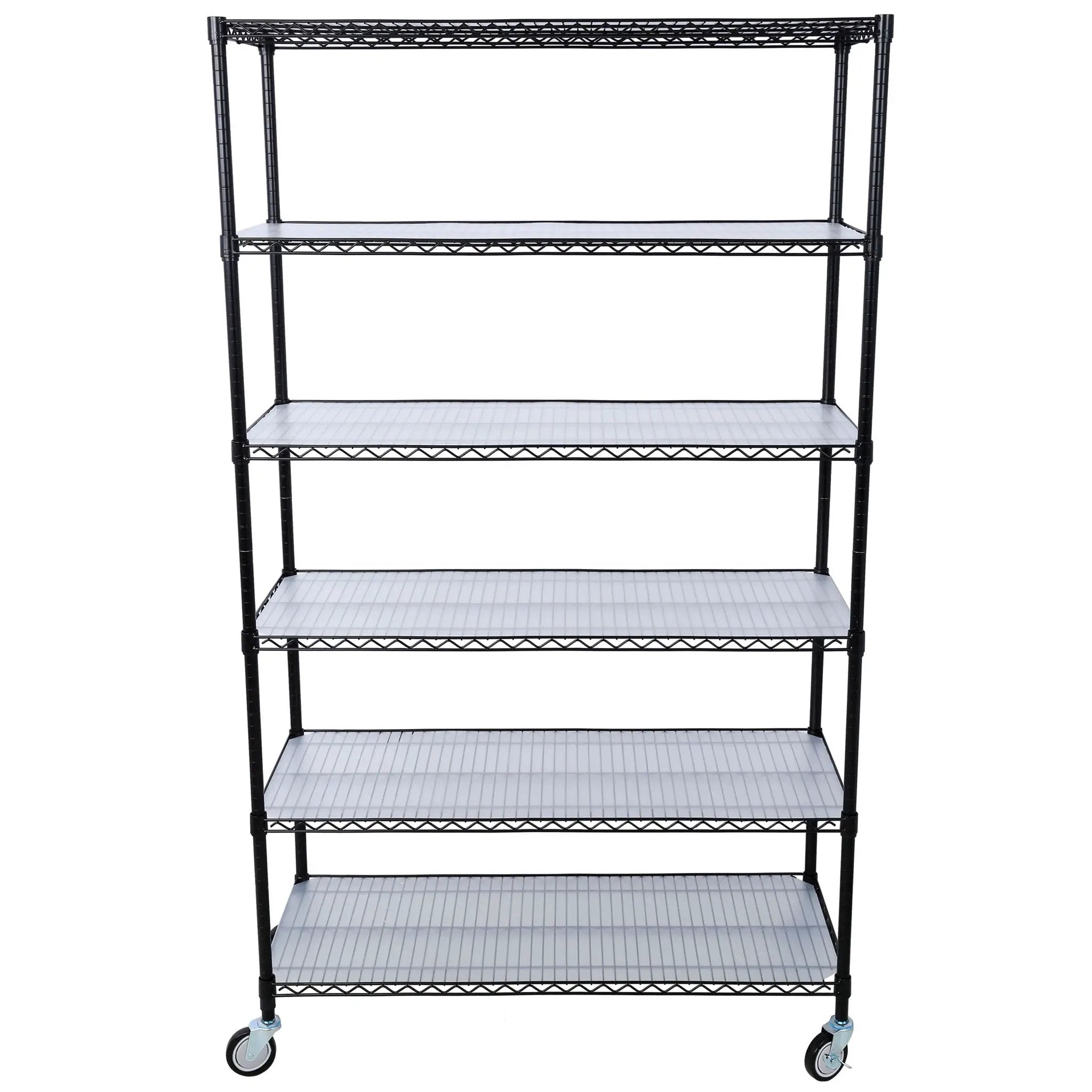 6 Tier 6000Lbs Capacity Nsf Metal Shelf Wire Shelving Unit, Heavy Duty Adjustable Storage Rack With Wheels & Shelf Liners For Commercial Grade Utility Steel Storage Rack by Unique Piece Furniture