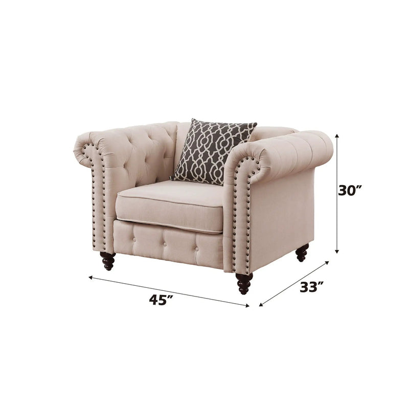 Aurelia - Linen Chair With Pillow - Beige by Unique Piece Furniture