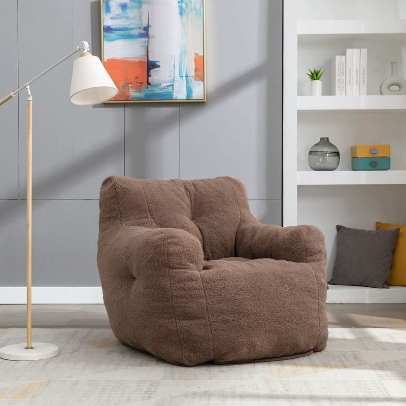 Soft Teddy Fabric Tufted Foam Bean Bag Chair With Teddy Fabric by Unique Piece Furniture
