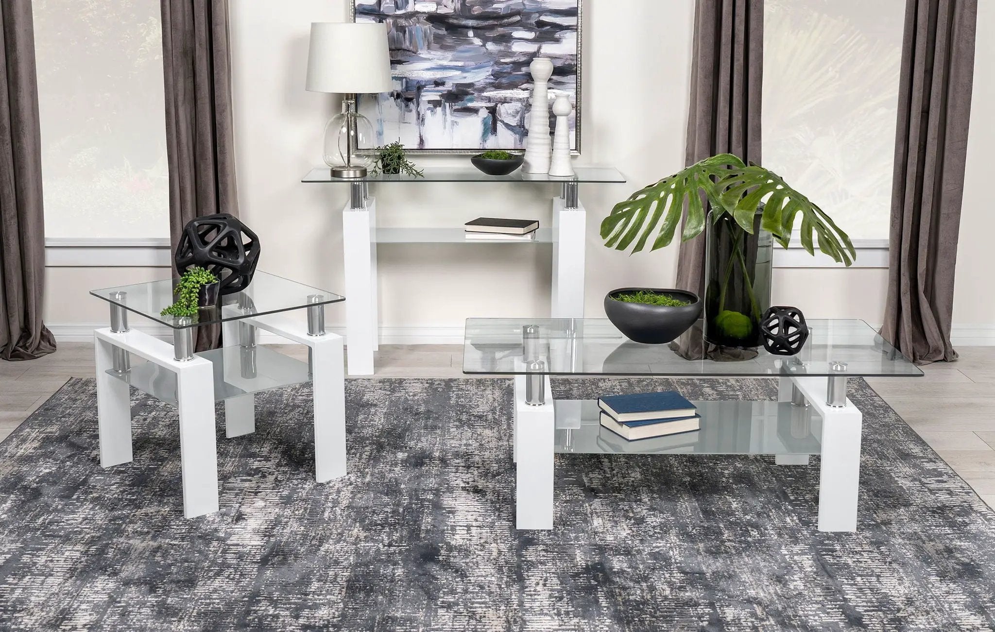 Dyer 1-shelf Rectangular Glass Top Coffee Table White by Unique Piece Furniture