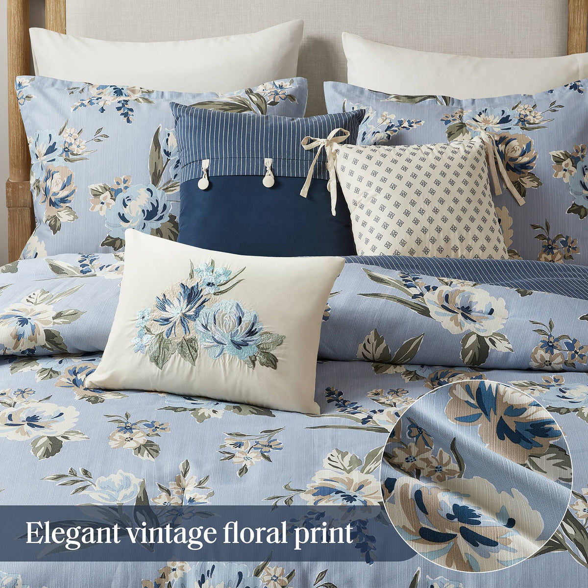 7PCS Cal King Vintage Floral Comforter Set, photo 7 of 10