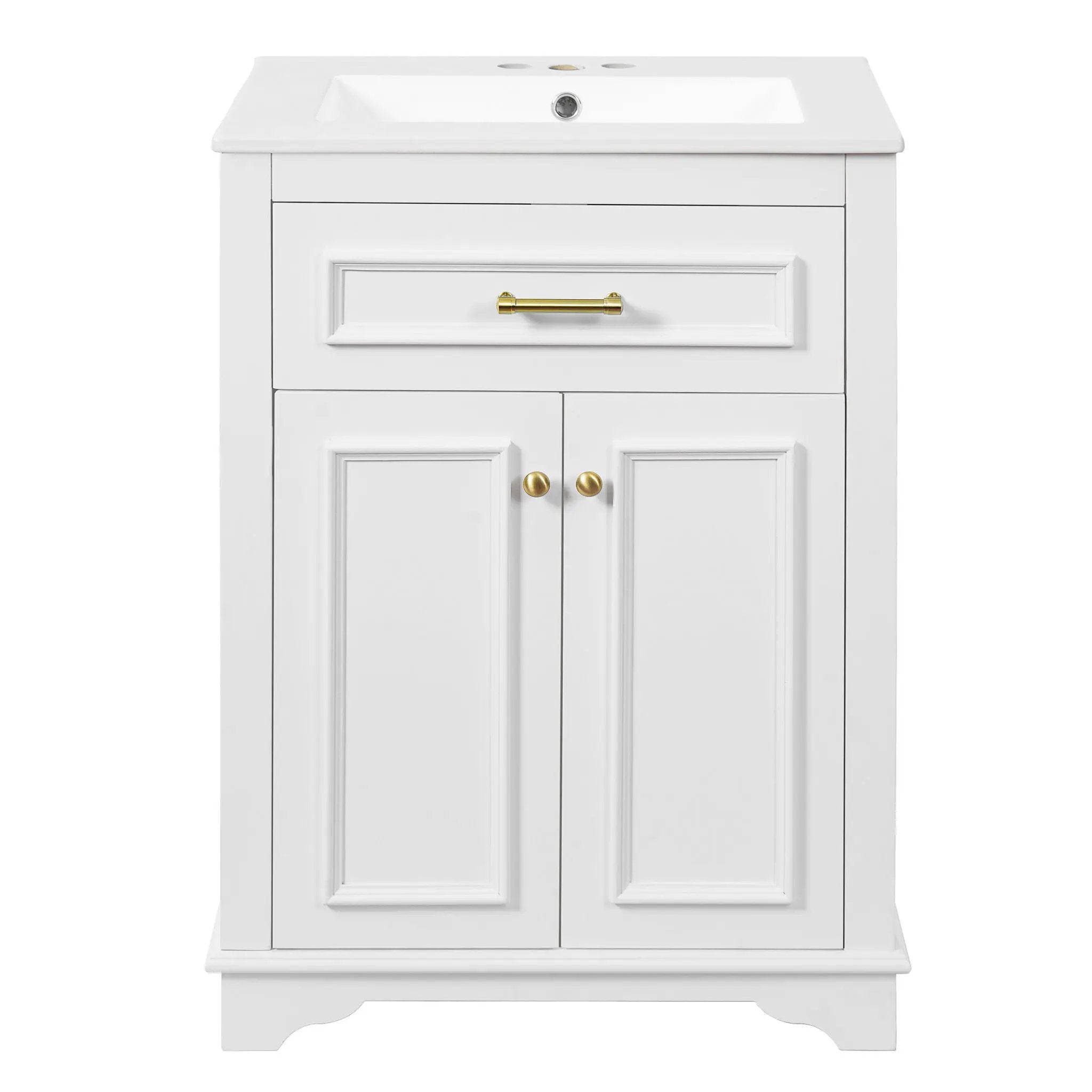 Bathroom Vanity With Integrated Sink, 2 Door Cabinet With Tip Out Drawer, Rectangular Design by Unique Piece Furniture