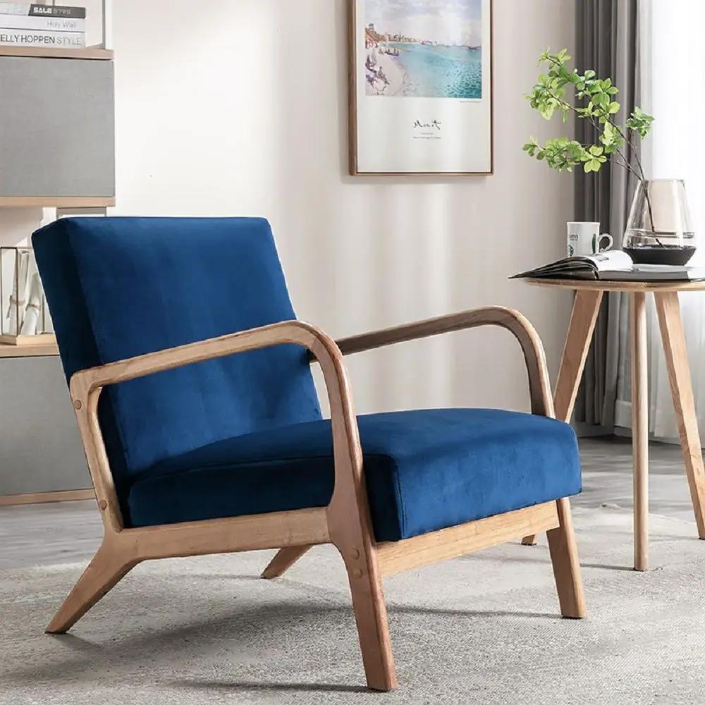 Classic Mid-Century Modern Accent Chairs, Open Framed Armchair With Cushioning by HouseOfZazla