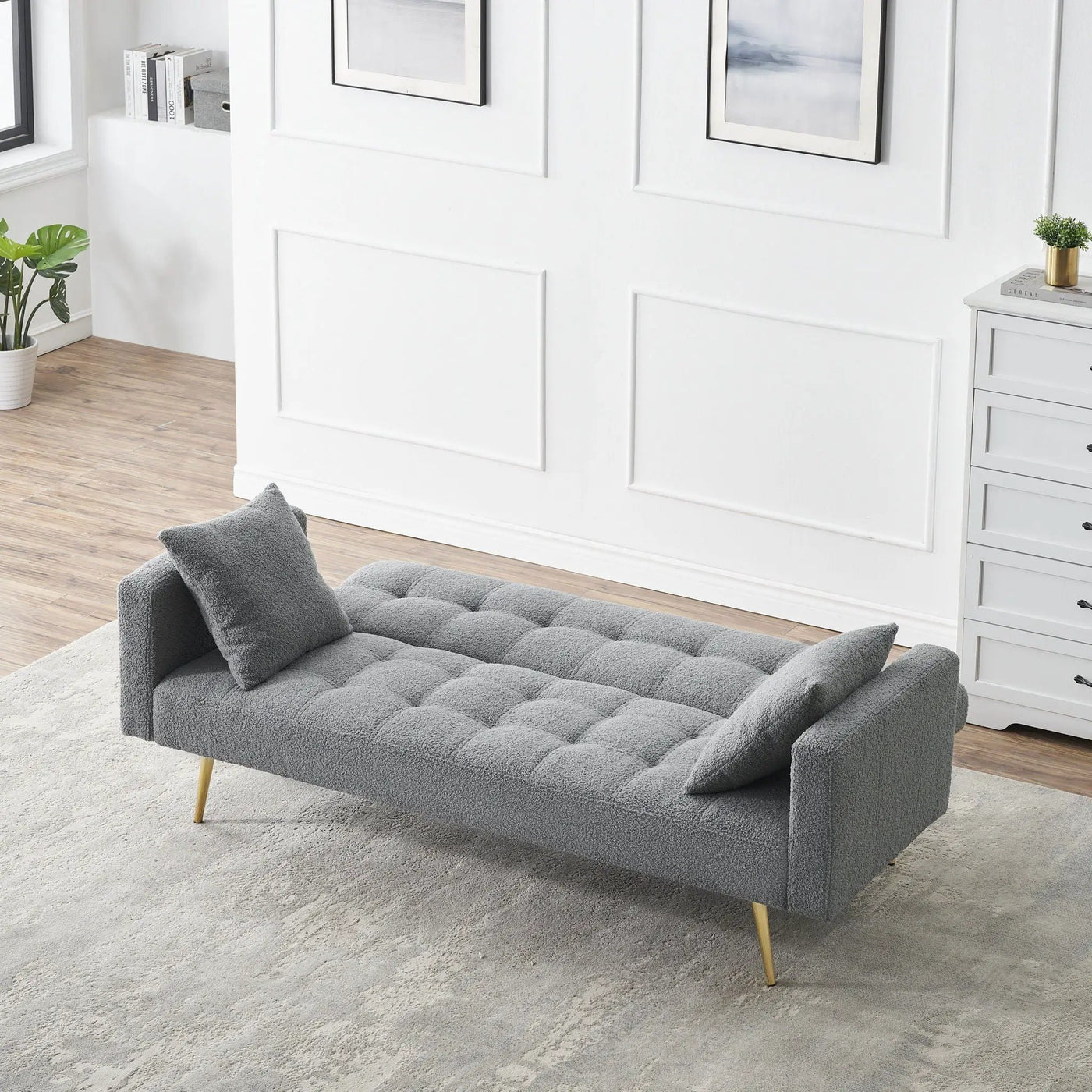 Teddy Fleece Sofa Bed With Luxurious Throw Pillows by HouseOfZazla