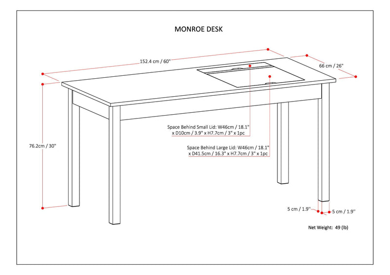 Monroe - Desk - Distressed Charcoal Brown by HouseOfZazla