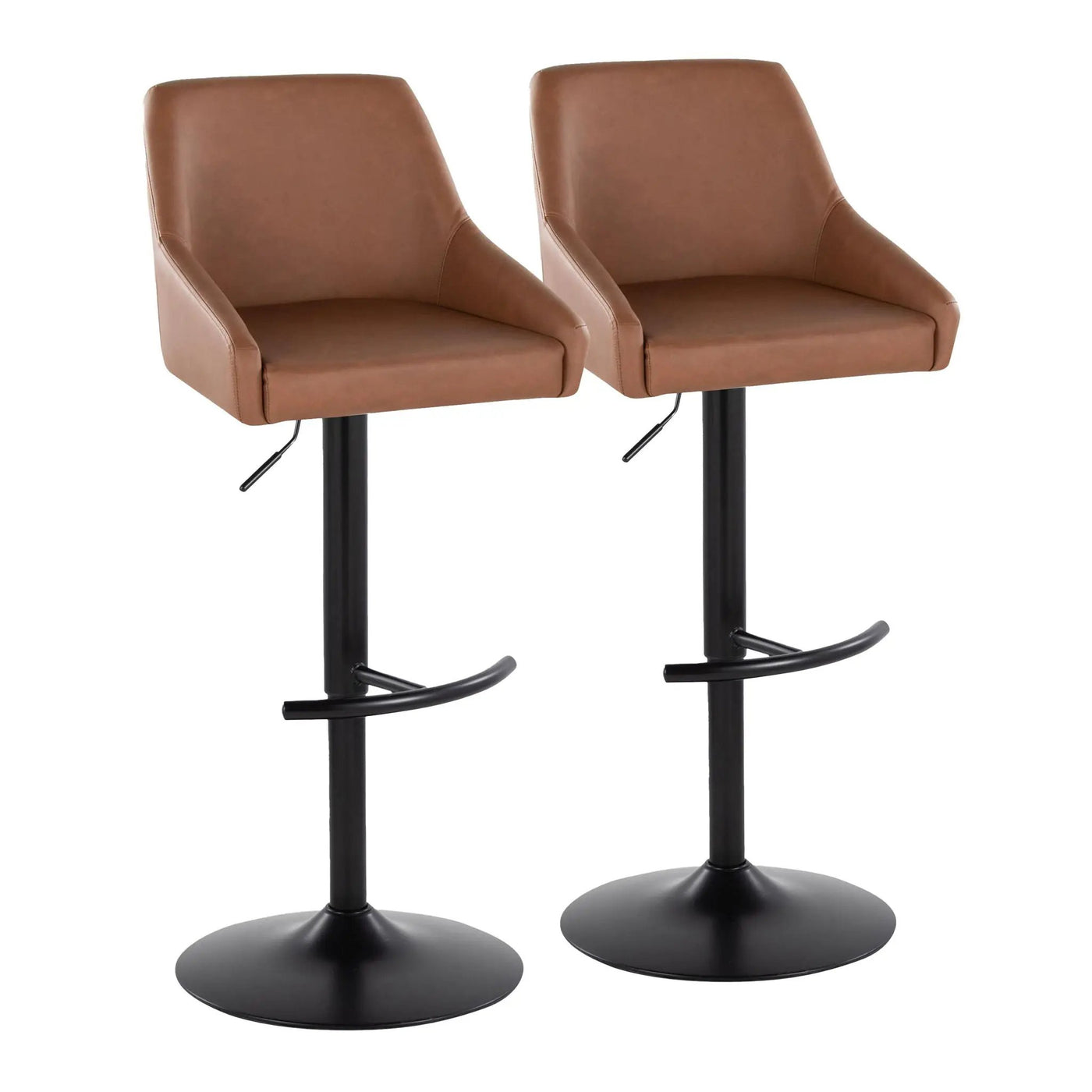 Hannah - Transitional Adjustable Barstool With Swivel With Rounded T Footrest (Set of 2) by HouseOfZazla