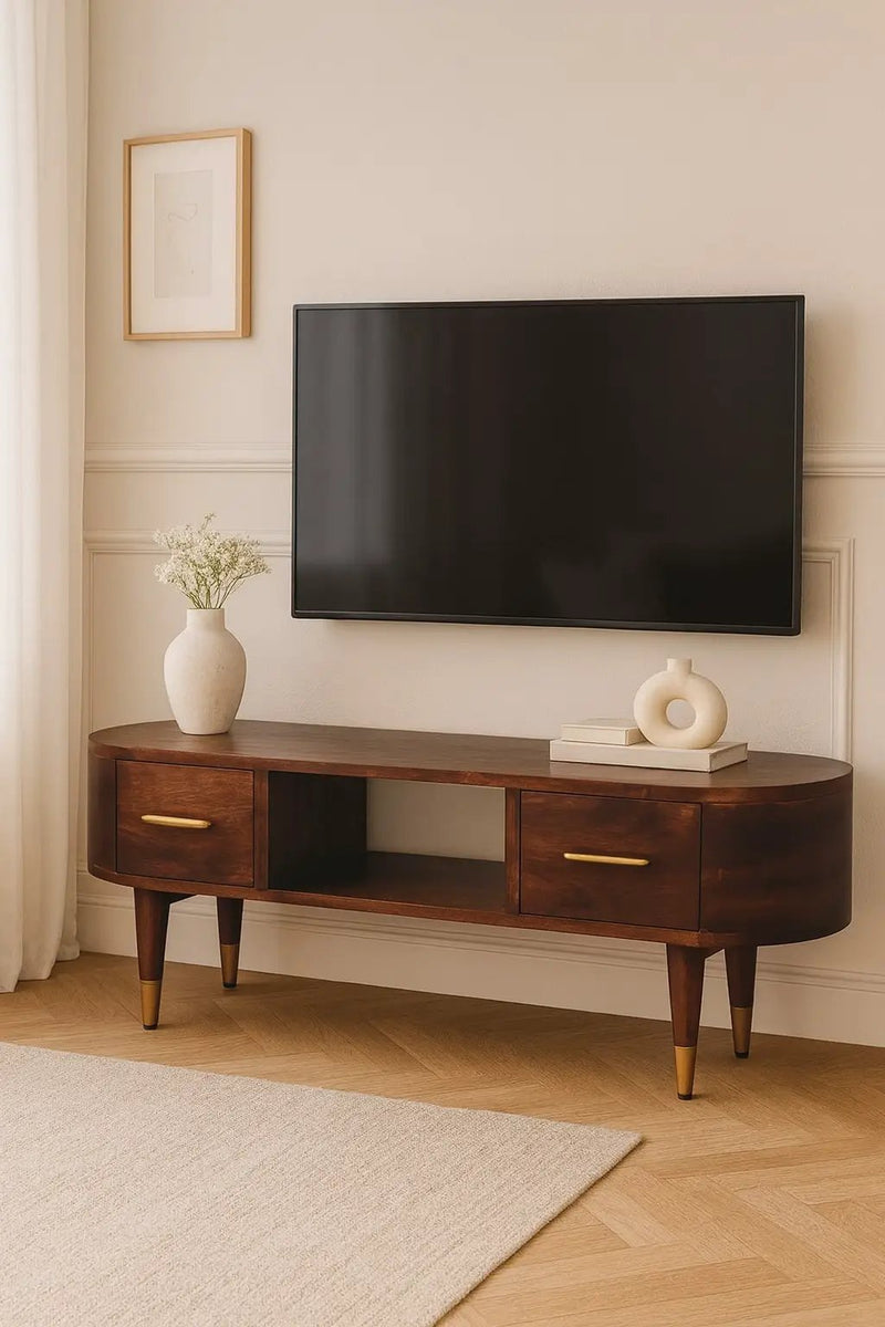 Solid Wood Two-Drawer Open-Slot Media Unit by HouseOfZazla
