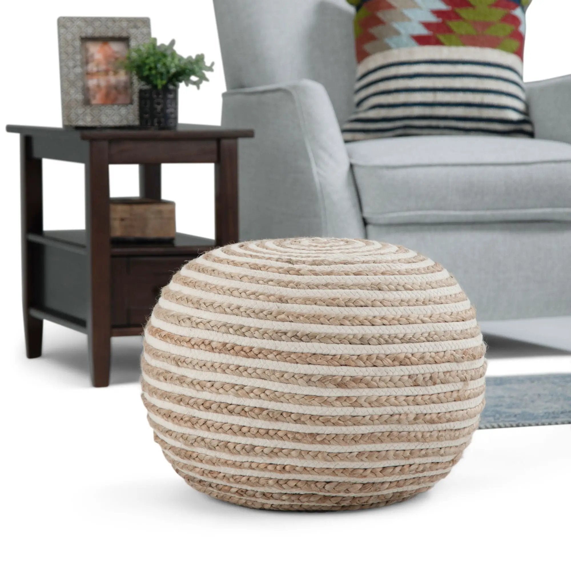 Yolanda - Round Pouf - Natural by HouseOfZazla