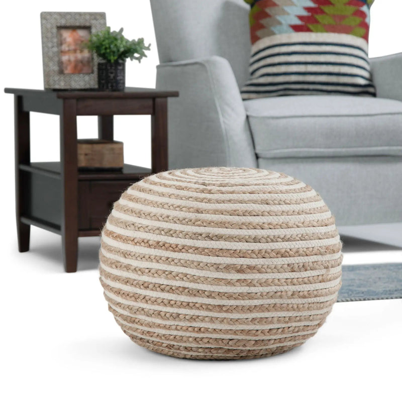 Yolanda - Round Pouf - Natural by HouseOfZazla