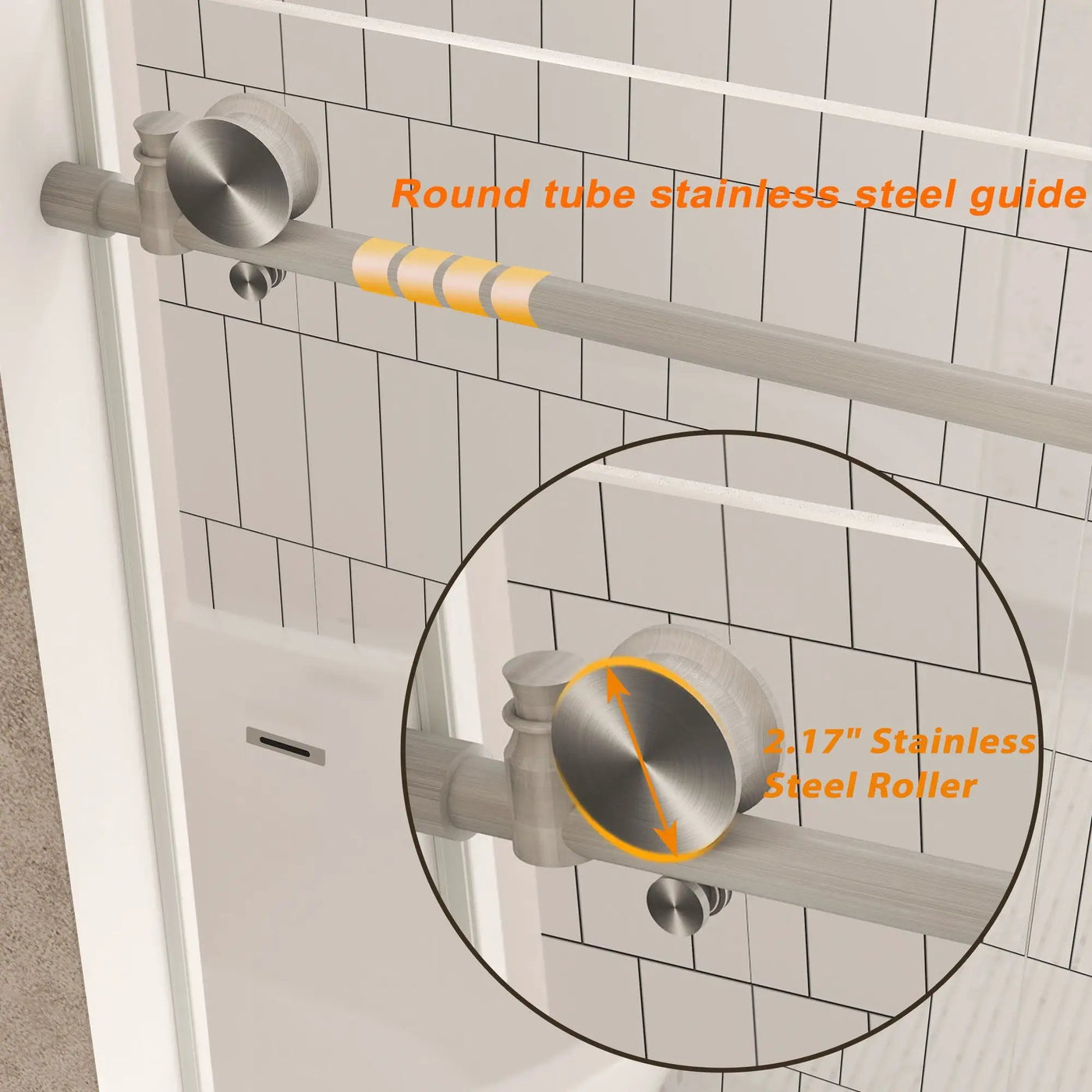 Frameless Shower Door, Smooth Sliding Tracks by HouseOfZazla