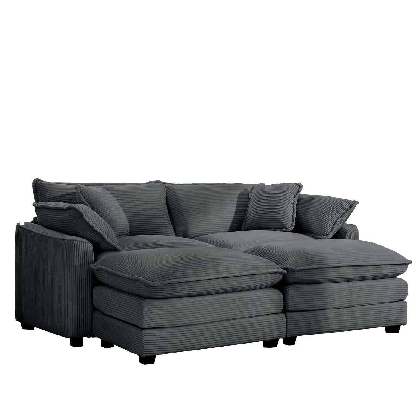 Modern Oversized Modular Cushion Sofa With Ottoman, Low Back, Deep Seating Sofa Set by HouseOfZazla