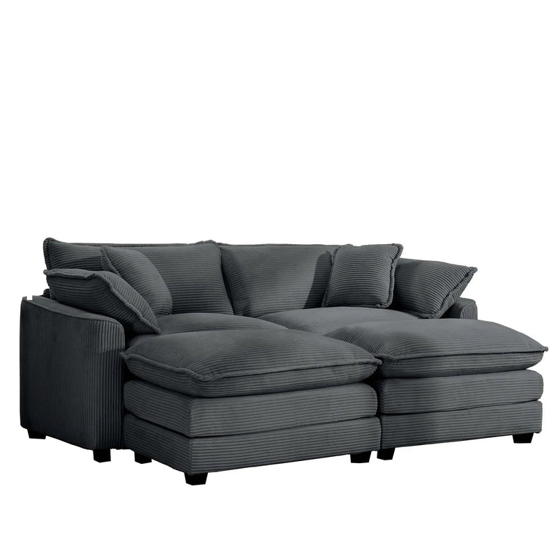 Modern Oversized Modular Cushion Sofa With Ottoman, Low Back, Deep Seating Sofa Set by HouseOfZazla