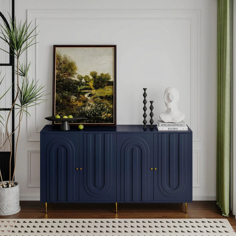 Modern Lacquered 4 Door Cabinet Sideboard Buffet Server Cabinet Storage Cabinet, For Living Room, Entryway, Hallway, Office, Kitchen And Dining Room by Unique Piece Furniture